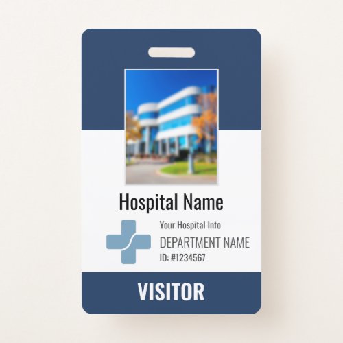 Hospital Clinic Visitor Name Logo Photo Barcode ID Badge