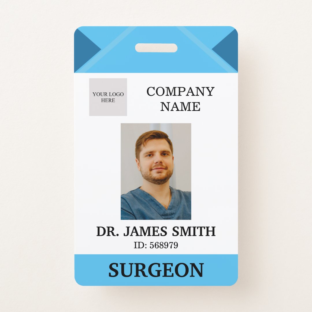 Hospital Doctor Nurse Care Security Photo ID Badge | Zazzle