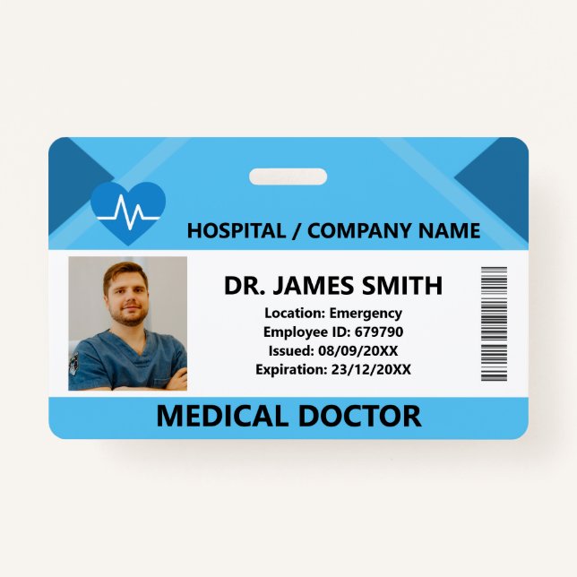 Hospital Doctor Nurse Care Security Photo ID Badge (Front)