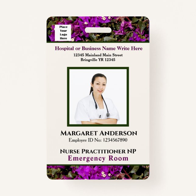 Hospital Employee ID Card Logo Custom Badge (Front)