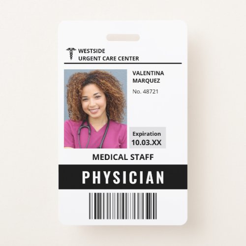 Hospital Employee ID Photo Logo Barcode Badge