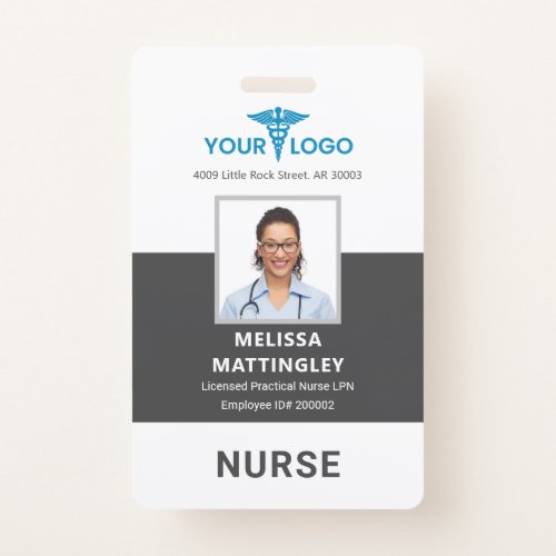 Hospital Employee Logo and Photo ID Personalized Badge