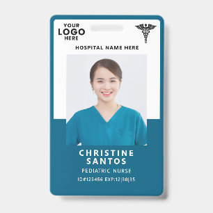 Hospital Employee Medical Staff Photo ID Blue Badge