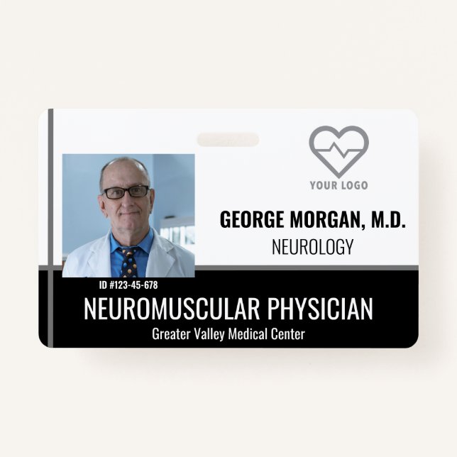 Hospital Employee Photo ID Badge with Barcode (Front)