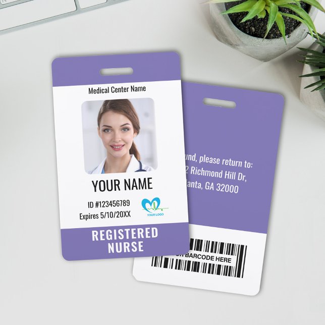 Hospital Employee Photo ID Logo Bar Code Name Badge (Creator Uploaded)