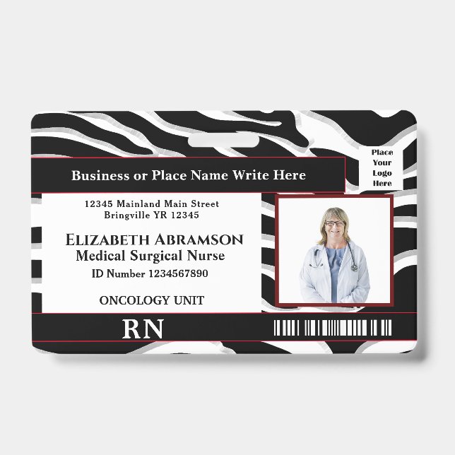 Hospital Employee Photo Logo ID Card Personalize Badge (Front)