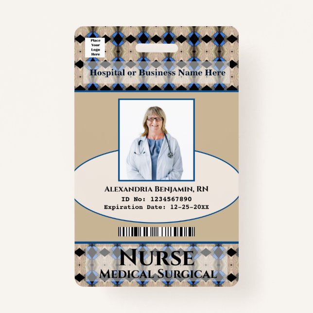 Hospital Employee Photo Medical ID Card Logo Badge (Front)