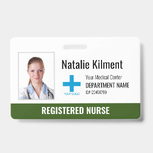 Hospital Employee Photo Name Logo Forest Green Badge