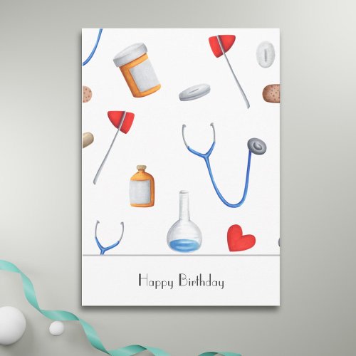 Hospital Equipment Doctor Birthday Card