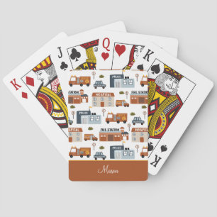 Hospital, Fire, Police City Pattern for Kids Poker Cards