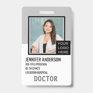Hospital Gray Medical ID with Logo Badge