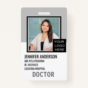 Hospital Gray Medical ID with Logo Badge
