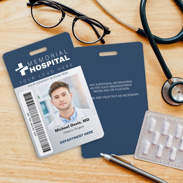 Hospital ID Badge with Photo & Barcode (Creator Uploaded)