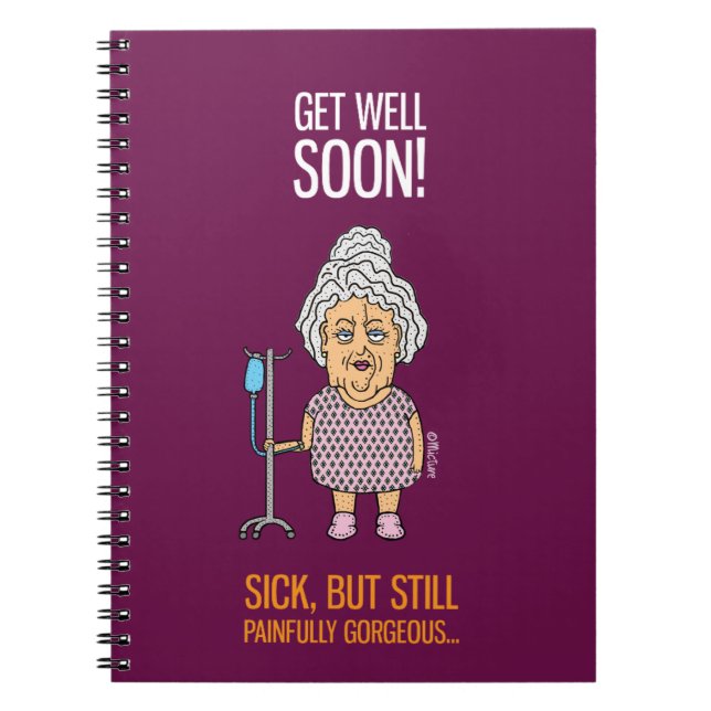 Hospital journal - get well soon - woman cartoon (Front)