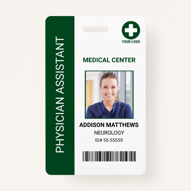 Hospital Medical Employee Doctor Nurse Photo ID  Badge (Front)