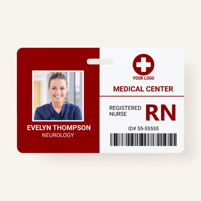 Hospital Medical Employee - Doctor Nurse Photo ID  Badge (Front)