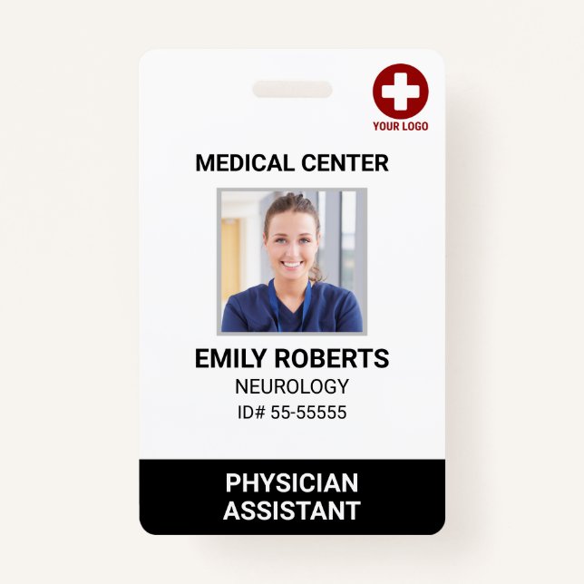 Hospital Medical Employee - Doctor Nurse Photo ID  Badge (Front)