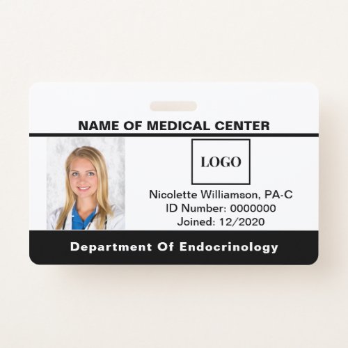 Hospital Medical Employee Logo Photo Barcode ID Badge