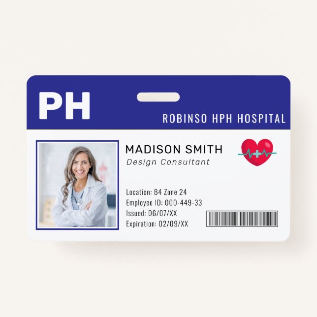 Hospital Medical Employee Photo ID  Badge (Front)