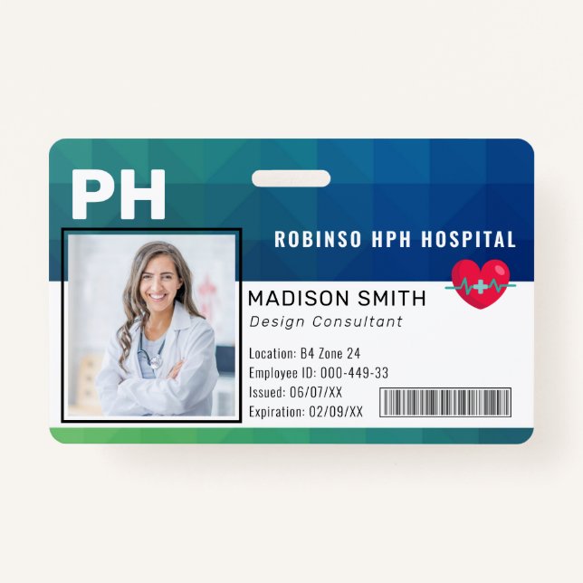 Hospital Medical Employee Photo ID  Badge (Front)