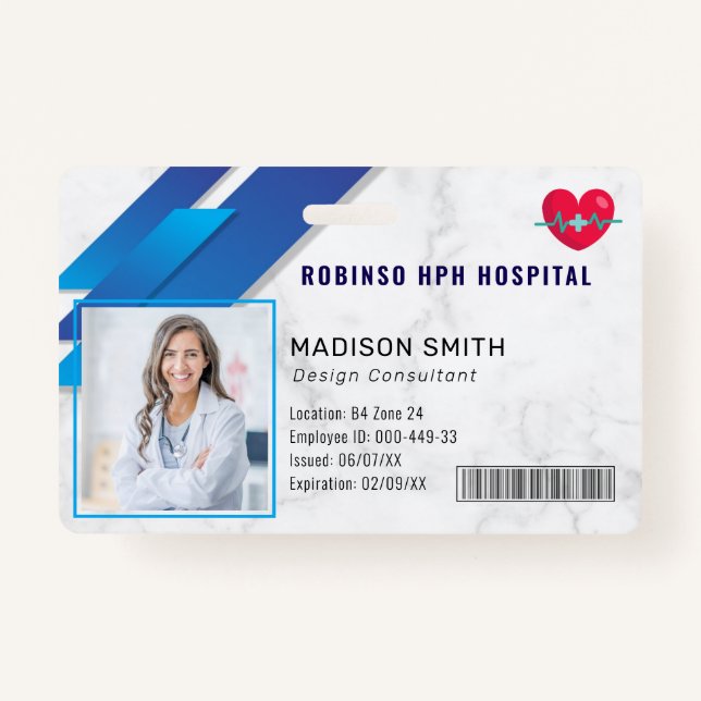 Hospital Medical Employee Photo ID  Badge (Front)