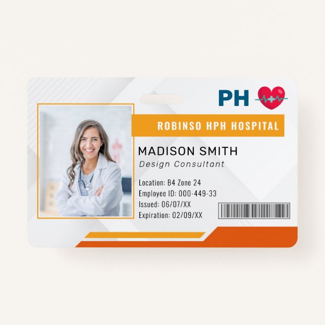 Hospital Medical Employee Photo ID  Badge (Front)