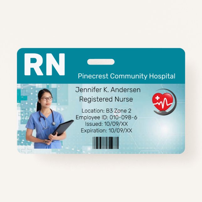 Hospital Medical Employee Photo ID Badge (Front)