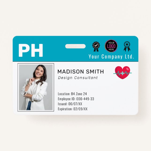 Hospital Medical Employee Photo ID Badge (Front)