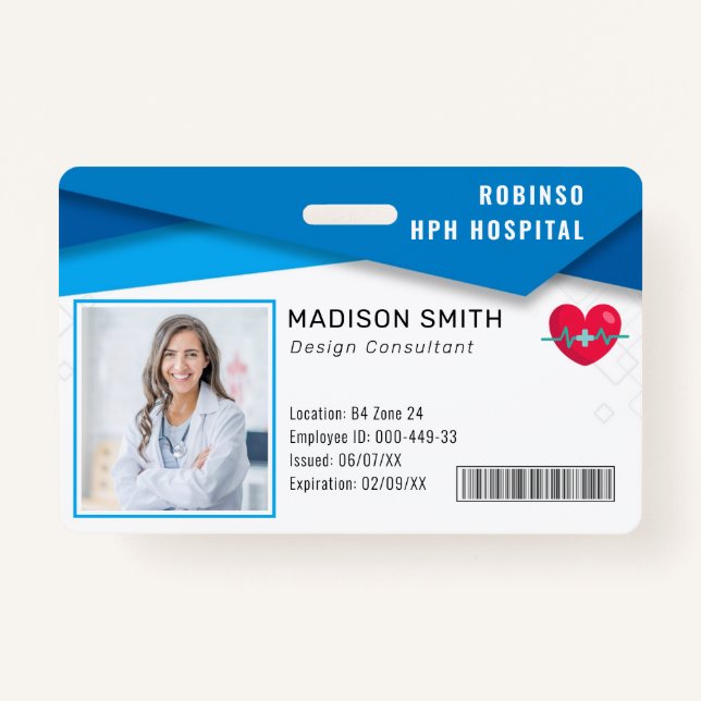 Hospital Medical Employee Photo ID  Badge (Front)