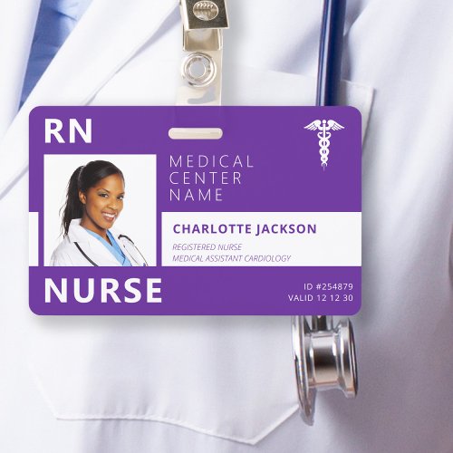 Hospital medical employee RN nurse photo ID Badge