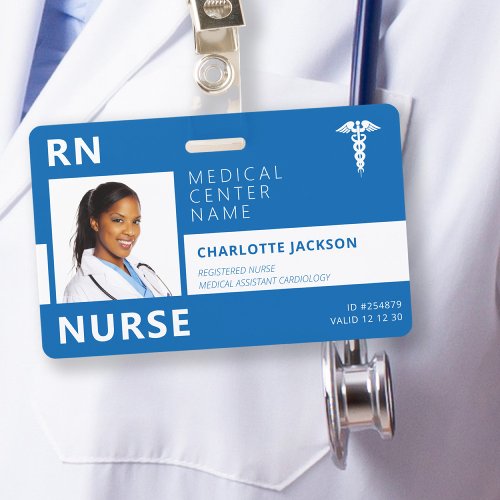 Hospital medical employee RN nurse photo ID Badge