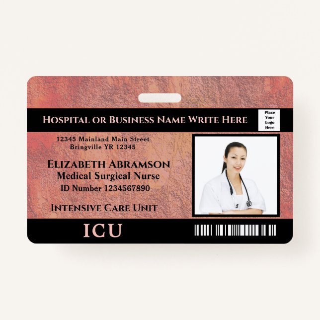 Hospital Medical Intensive Care ICU Employee Photo Badge (Front)