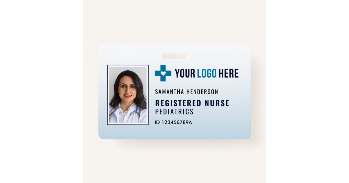 Hospital/Medical Photo ID Badge With Gradient | Zazzle