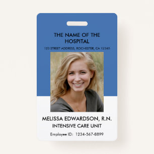 Hospital Medical professional photo id name Badge