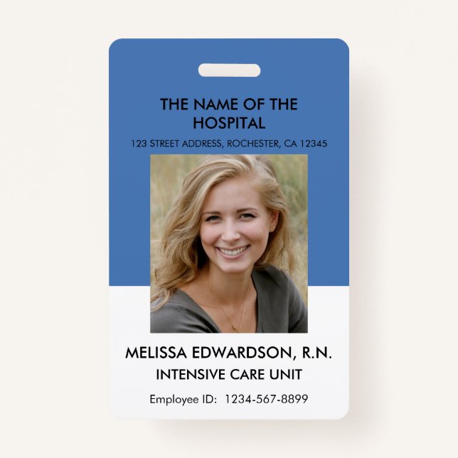 Hospital Medical professional photo id name Badge (Front)
