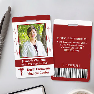 Hospital Nurse Employee Photo Custom Bar Code Logo Badge