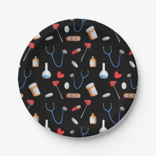Hospital Nurse Medical Equipment Pattern Paper Plates