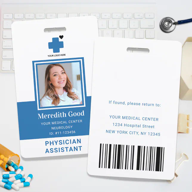 Hospital Physician Assistant Security ID Photo Badge | Zazzle