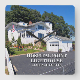 Hospital Point Lighthouse, Massachusetts Square Wall Clock
