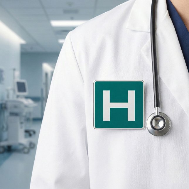 Hospital Road Sign Emergency Medical Facility  Button (Creator Uploaded)