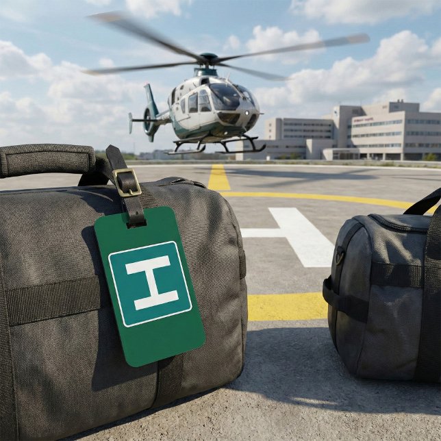 Hospital Road Sign Emergency Medical Facility  Luggage Tag (Creator Uploaded)