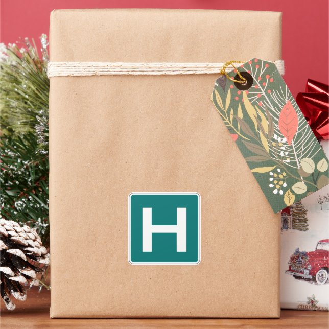 Hospital Road Sign Emergency Medical Facility  Square Sticker (Holiday)