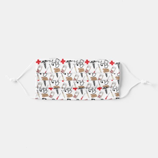 Hospital Staff Pattern Adult Cloth Face Mask (Front, Folded)