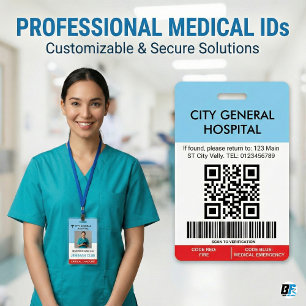Hospital Staff Photo Medical Nurse QR Code & Barc Badge