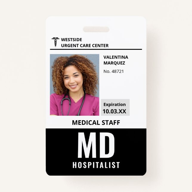 Hospitalist MD ID Photo Logo Badge (Front)