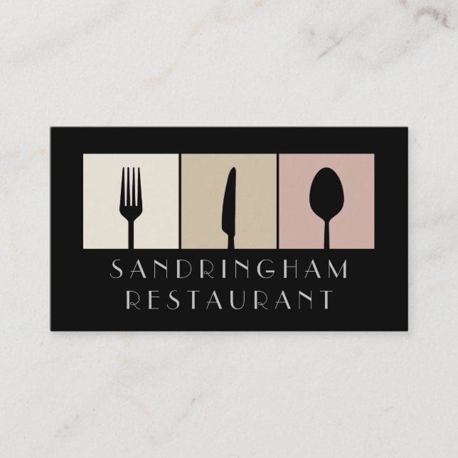 Hospitality Food Fork Spoon Knife Business Card (Front)