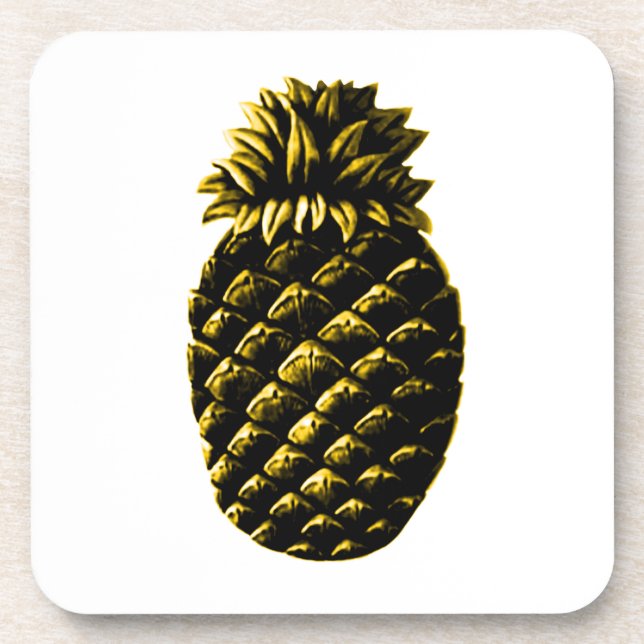 Hospitality Pineapple 4 yellow The MUSEUM Zazzle G Drink Coaster (Front)