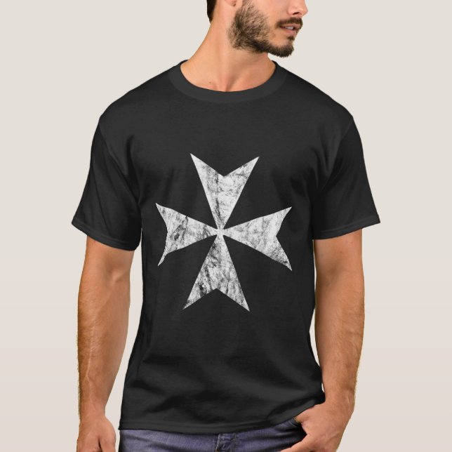 Hospitaller Maltese Cross Crusader Knights Templar T-Shirt (Front)
