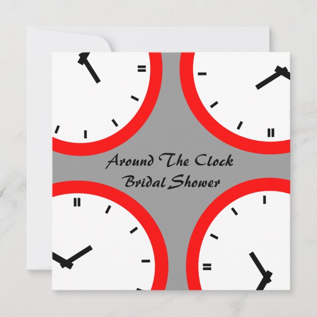 Host Around The Clock Bridal Shower Invitations (Front)