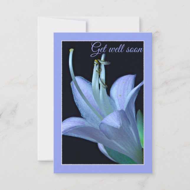 Hosta Flower Blue and Purple Get Well Soon Card (Front)